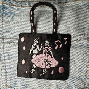 1950's Purse Poodle Skirt Patch Embroidered Iron On Sew On Rockabilly Music‎